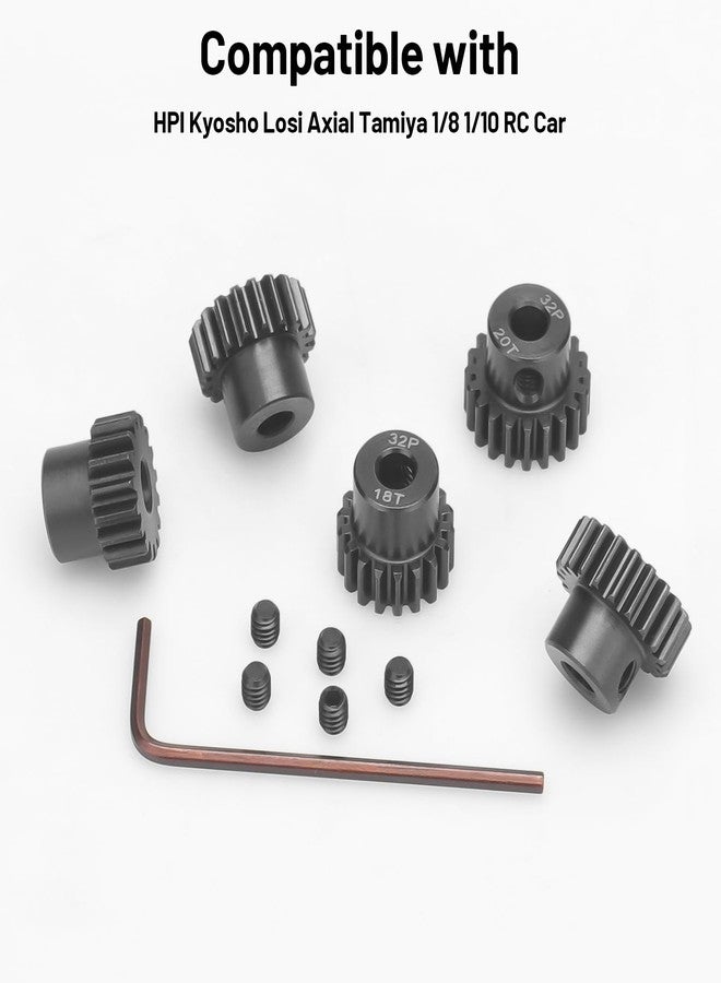 daitoku 32P 5mm Pinion Motor Gear Sets, daitoku 5PCS RC Pinion Gears 17T 18T 19T 20T 21T for HPI Kyosho Losi Axial Tamiya 1/8 1/10 RC Car - Image 3